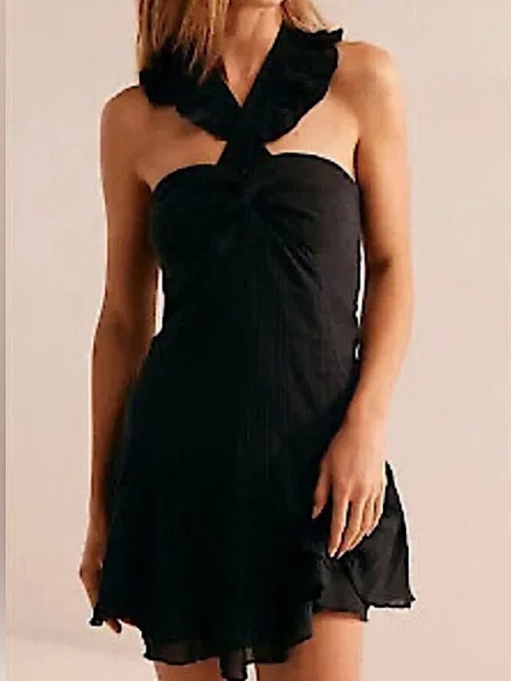 1058. FREE PEOPLE For The Flirt Convertible Mini Dress in Black Sz S NWOT $78